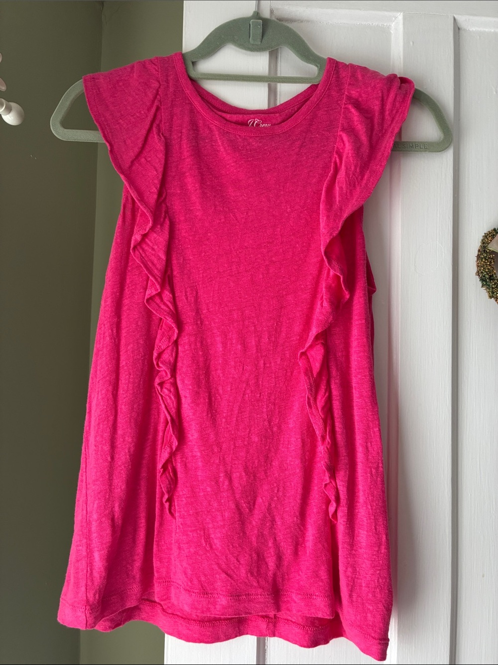 J. Crew Bright Pink Ruffle-Trim Tank Top